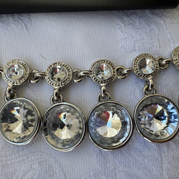 APT 9 Silver Tone Short CZ Statement Necklace Earring Set 2 PC Party Prom NEW - Picture 7 of 16